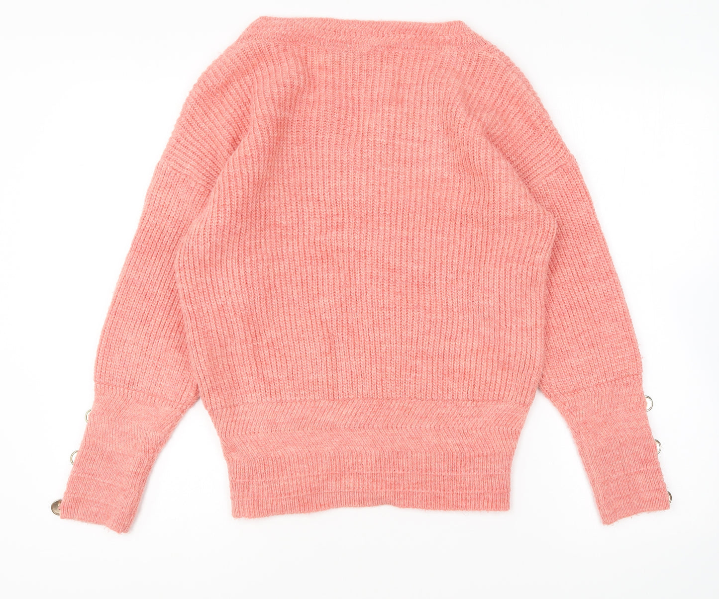 Marks and Spencer Womens Pink V-Neck Acrylic Pullover Jumper Size M