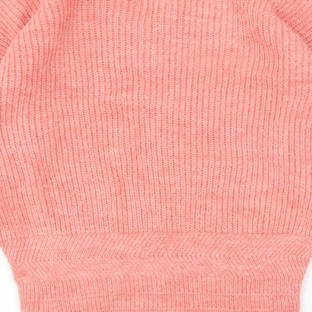 Marks and Spencer Womens Pink V-Neck Acrylic Pullover Jumper Size M