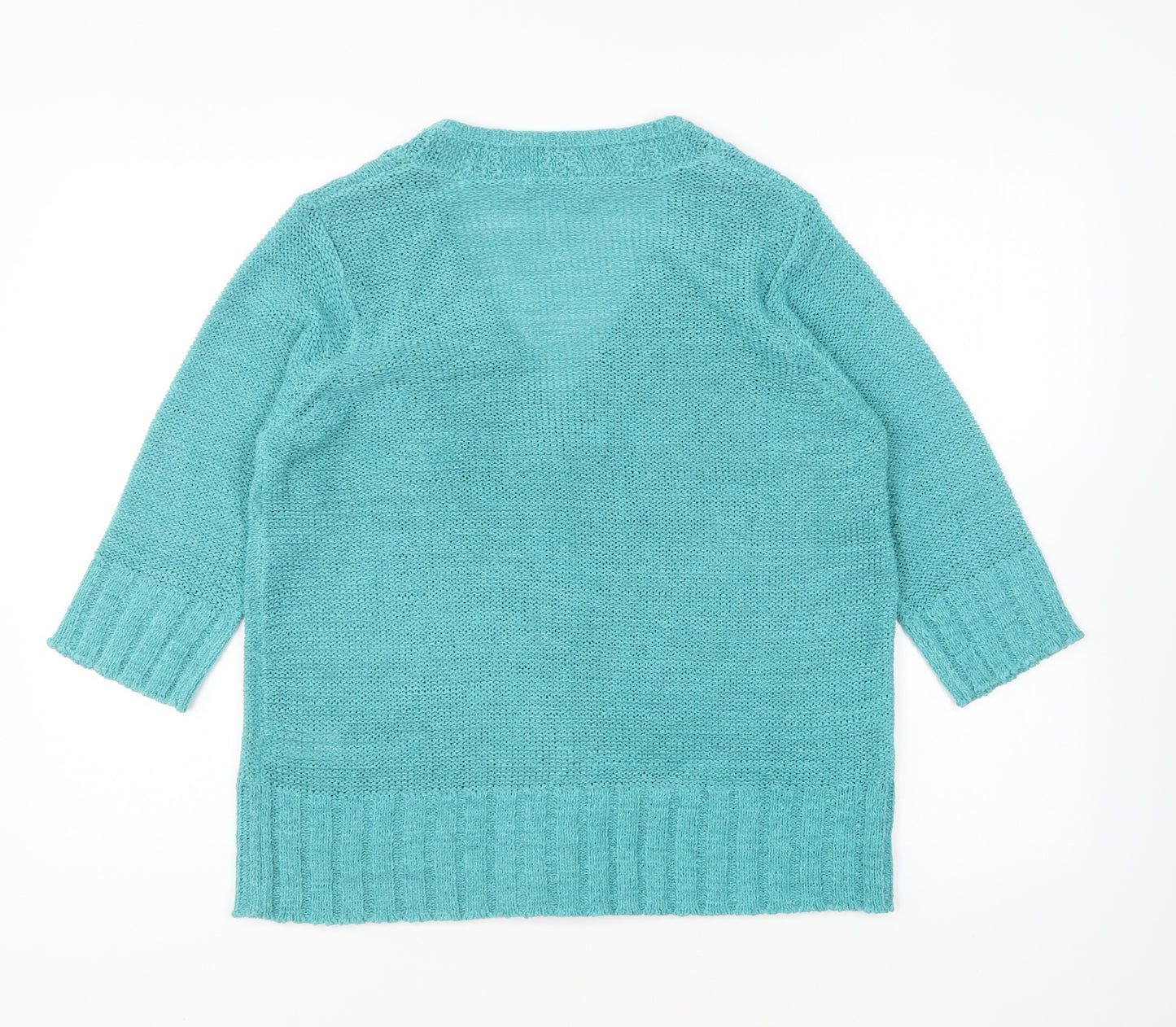 Marks and Spencer Womens Blue V-Neck Acrylic Cardigan Jumper Size 14