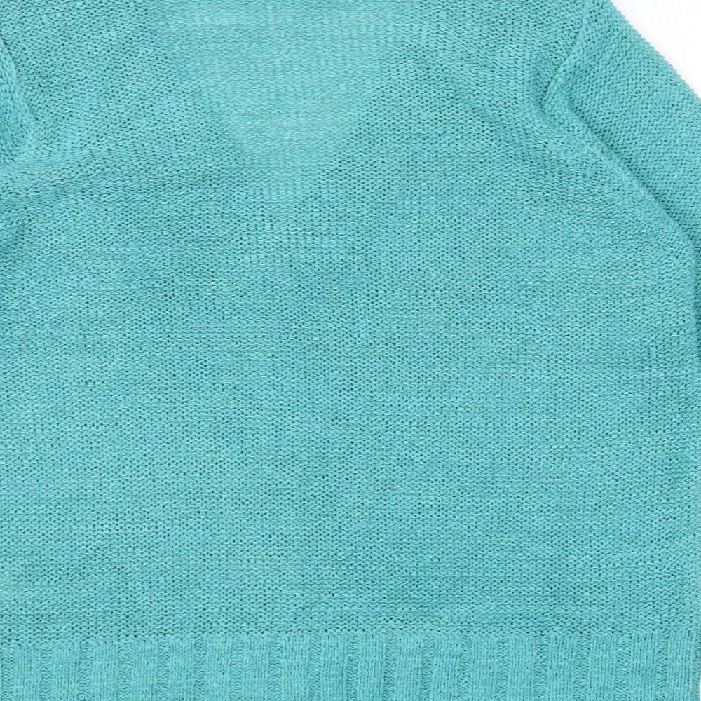 Marks and Spencer Womens Blue V-Neck Acrylic Cardigan Jumper Size 14