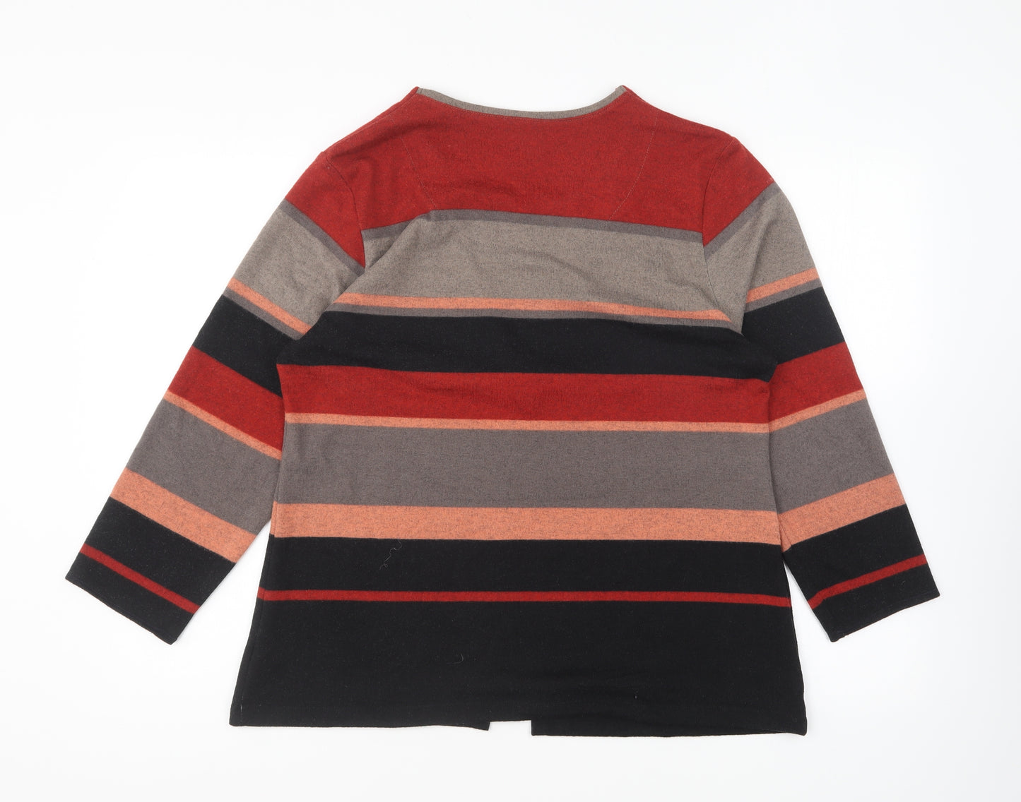 Tigi Womens Multicoloured Round Neck Striped Polyester Cardigan Jumper Size 14