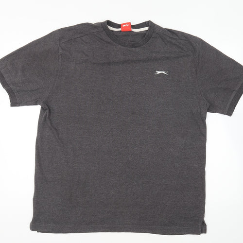 Slazenger Mens Grey Cotton T-Shirt Size XL Round Neck