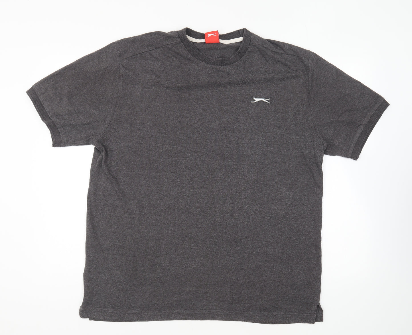 Slazenger Mens Grey Cotton T-Shirt Size XL Round Neck
