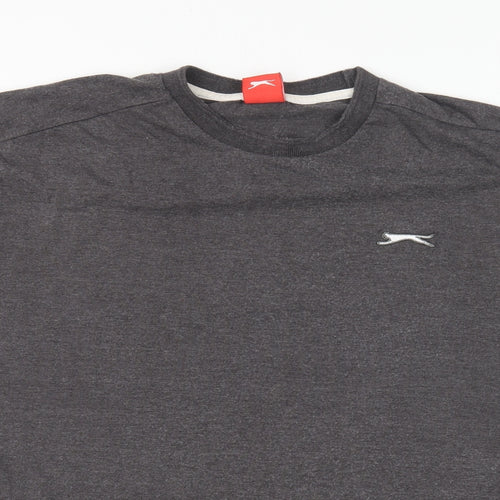 Slazenger Mens Grey Cotton T-Shirt Size XL Round Neck
