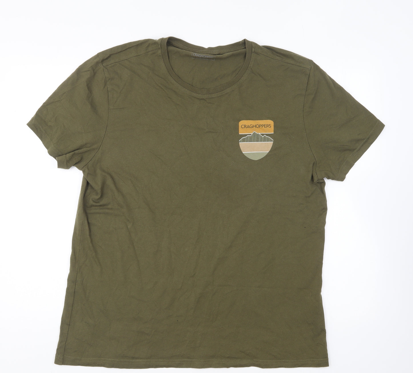 Craghoppers Mens Green Cotton T-Shirt Size XL Round Neck