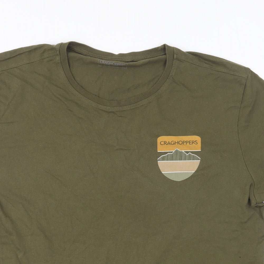 Craghoppers Mens Green Cotton T-Shirt Size XL Round Neck