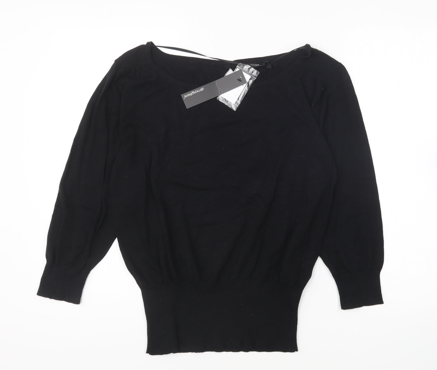 Atmosphere Womens Black Round Neck Cotton Pullover Jumper Size 16