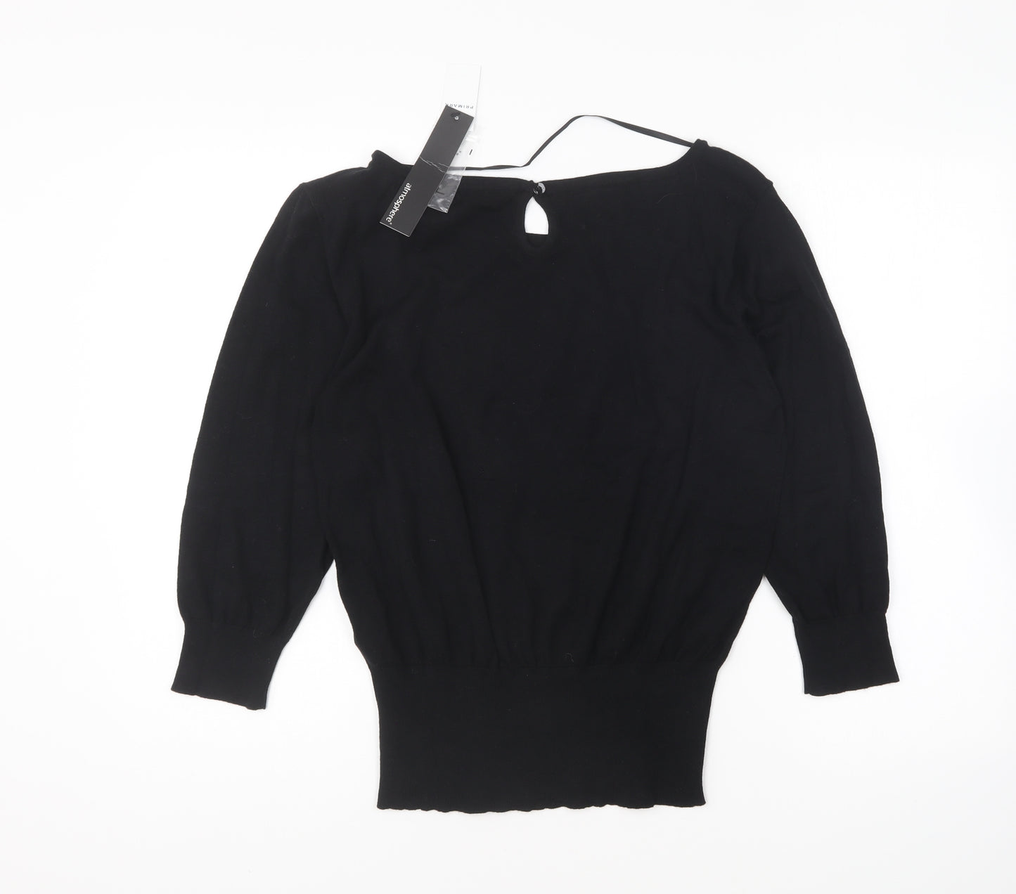 Atmosphere Womens Black Round Neck Cotton Pullover Jumper Size 16