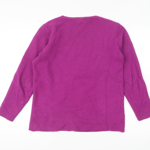 BASSINI Womens Purple Round Neck Viscose Pullover Jumper Size M