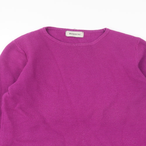 BASSINI Womens Purple Round Neck Viscose Pullover Jumper Size M