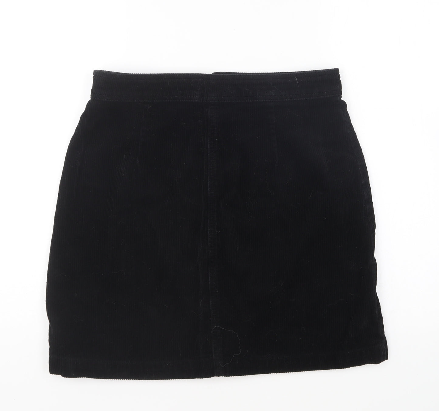 NEXT Womens Black Cotton Mini Skirt Size 10 Button