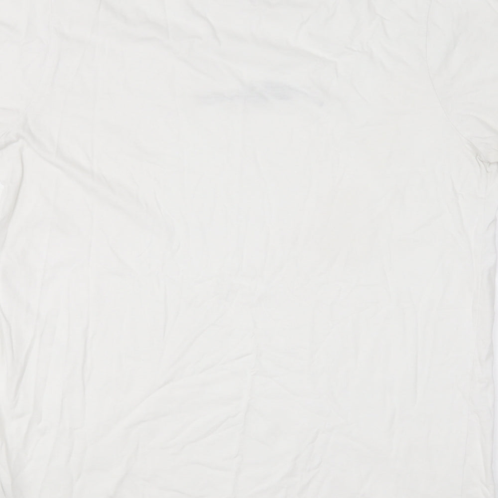 Boohoo MAN Mens White Cotton T-Shirt Size L Round Neck