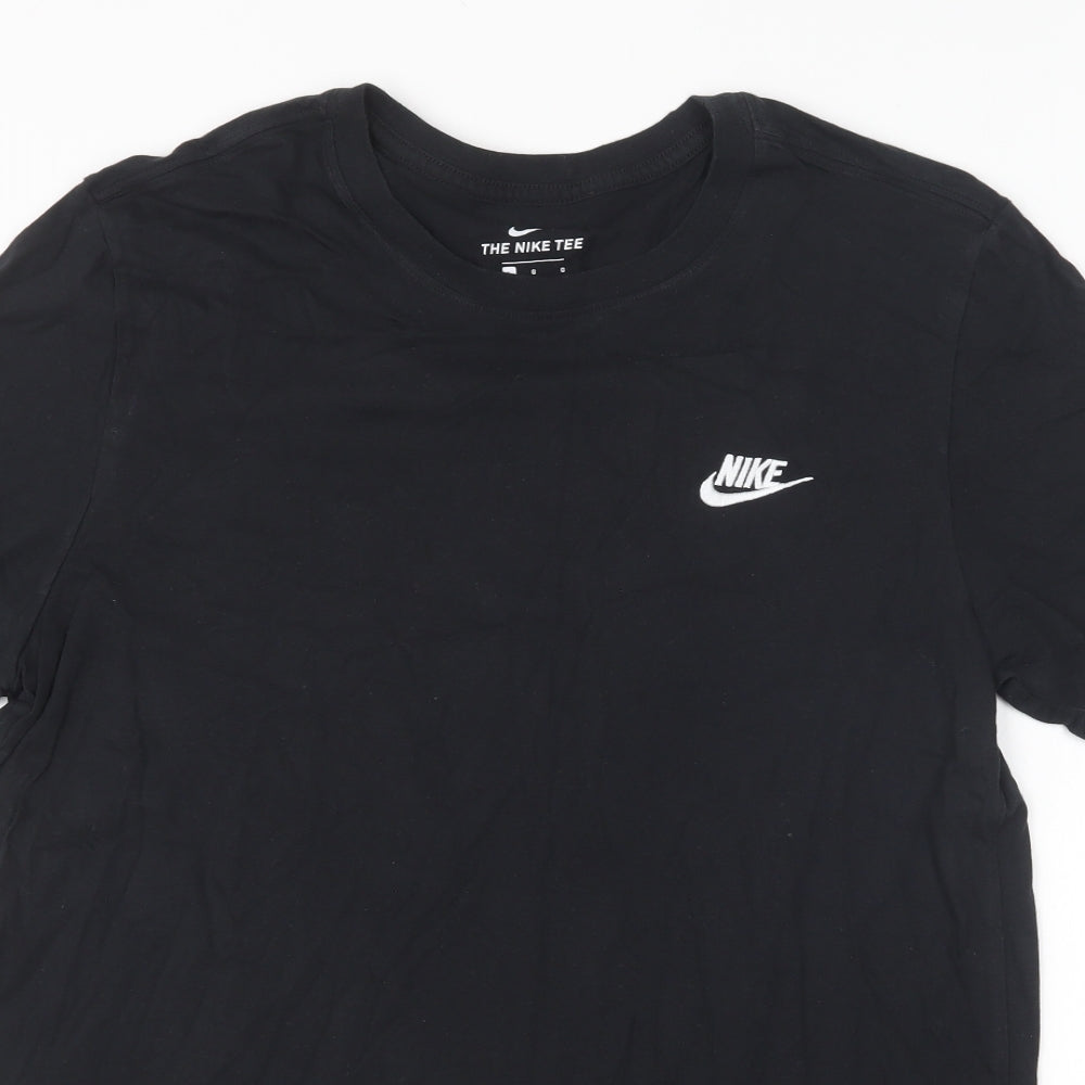 Nike Mens Black Cotton T-Shirt Size L Round Neck