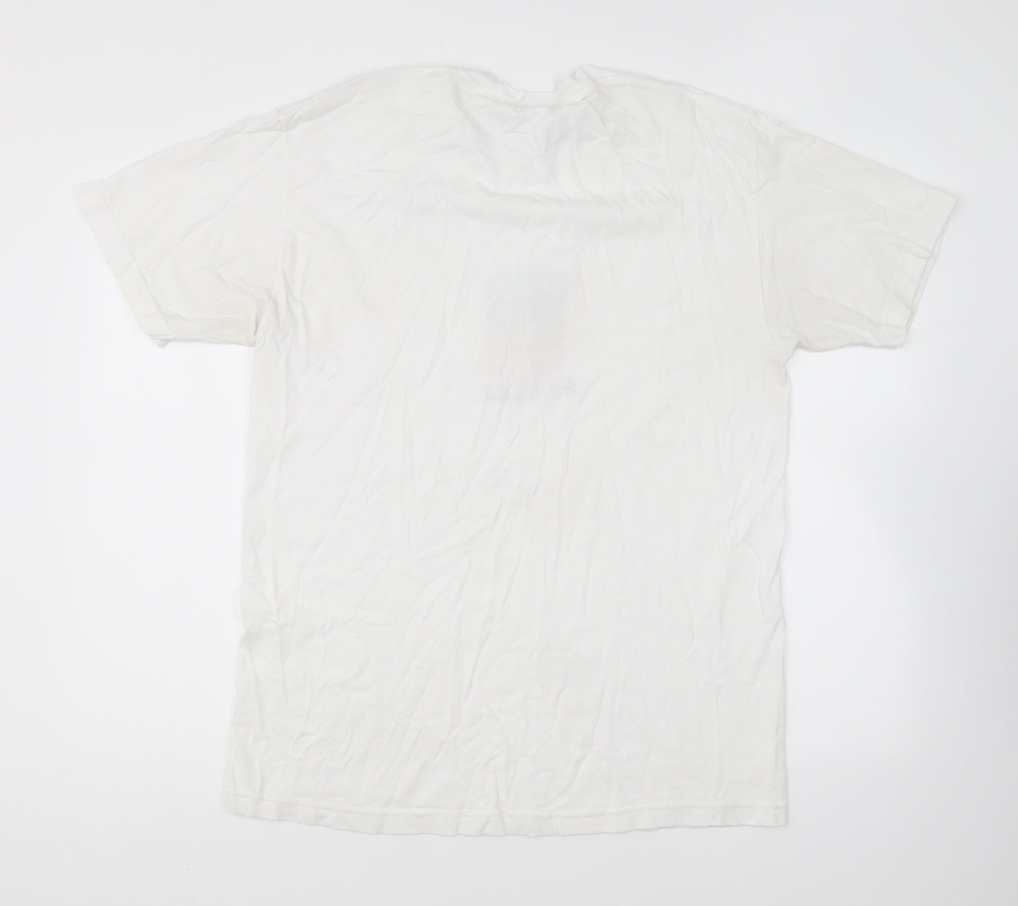 Parlez Mens White Cotton T-Shirt Size L Round Neck
