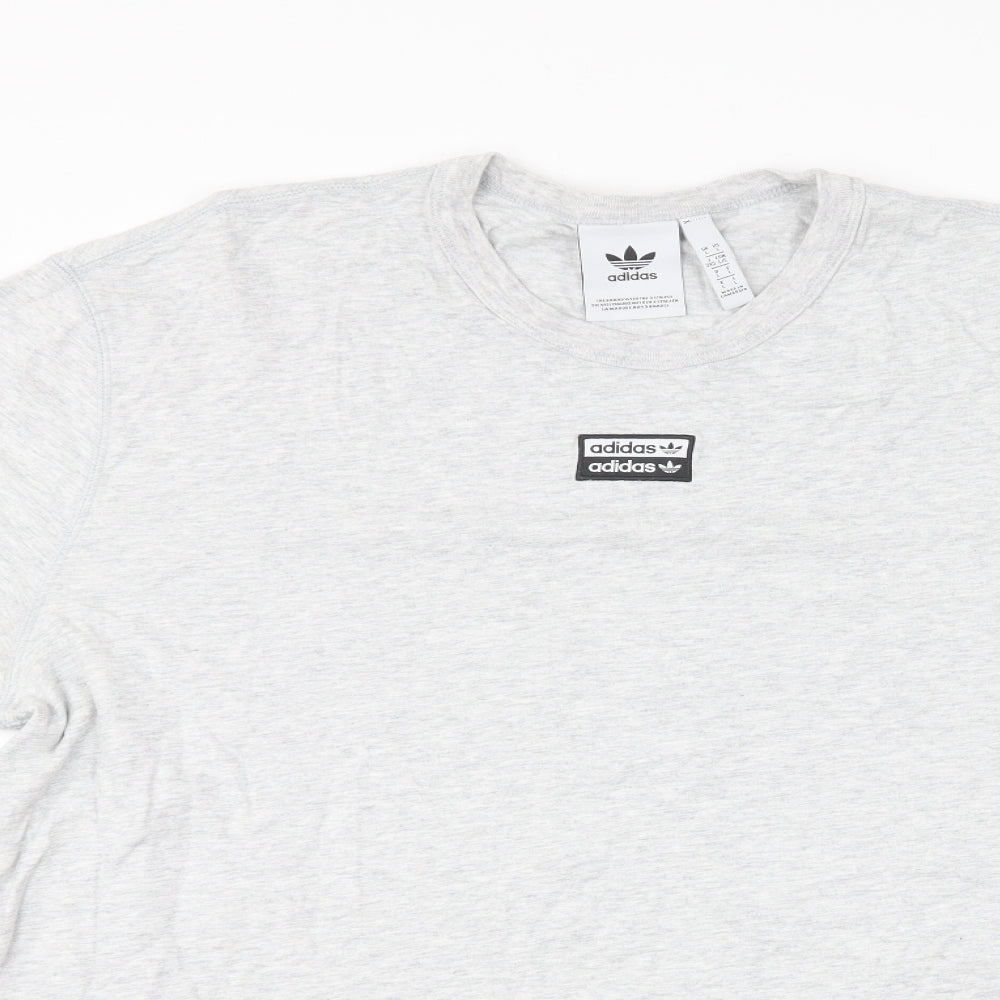 adidas Mens Grey Cotton T-Shirt Size L Round Neck