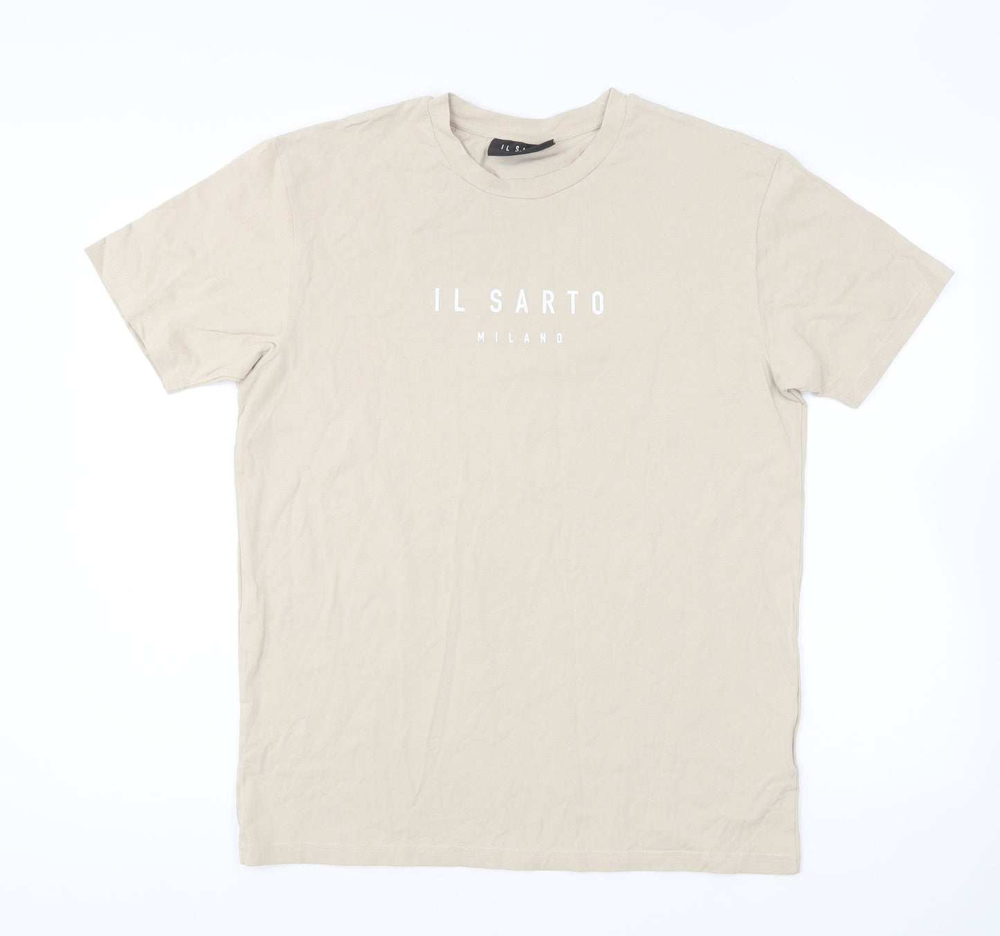 Il Sarto Mens Beige Cotton T-Shirt Size L Round Neck