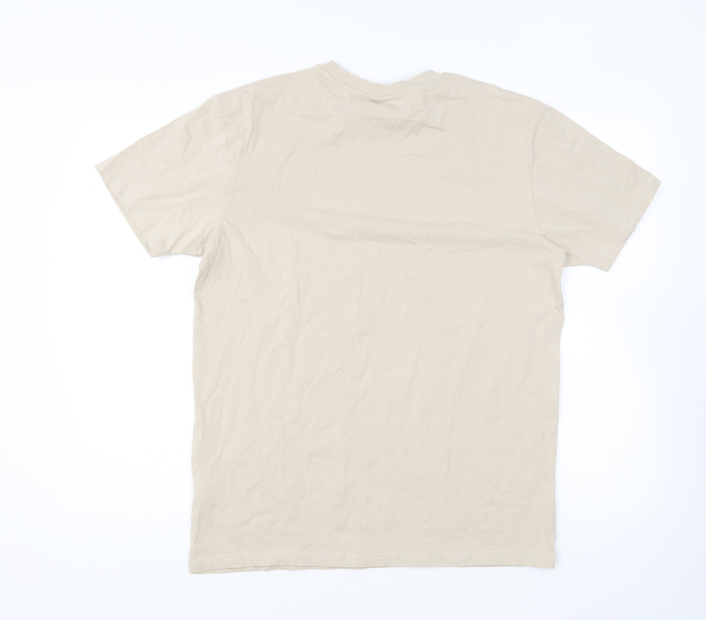 Il Sarto Mens Beige Cotton T-Shirt Size L Round Neck