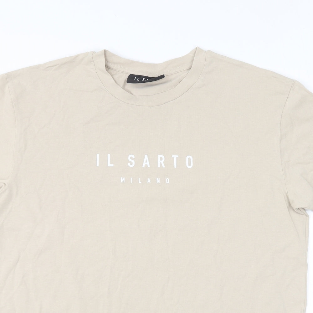 Il Sarto Mens Beige Cotton T-Shirt Size L Round Neck
