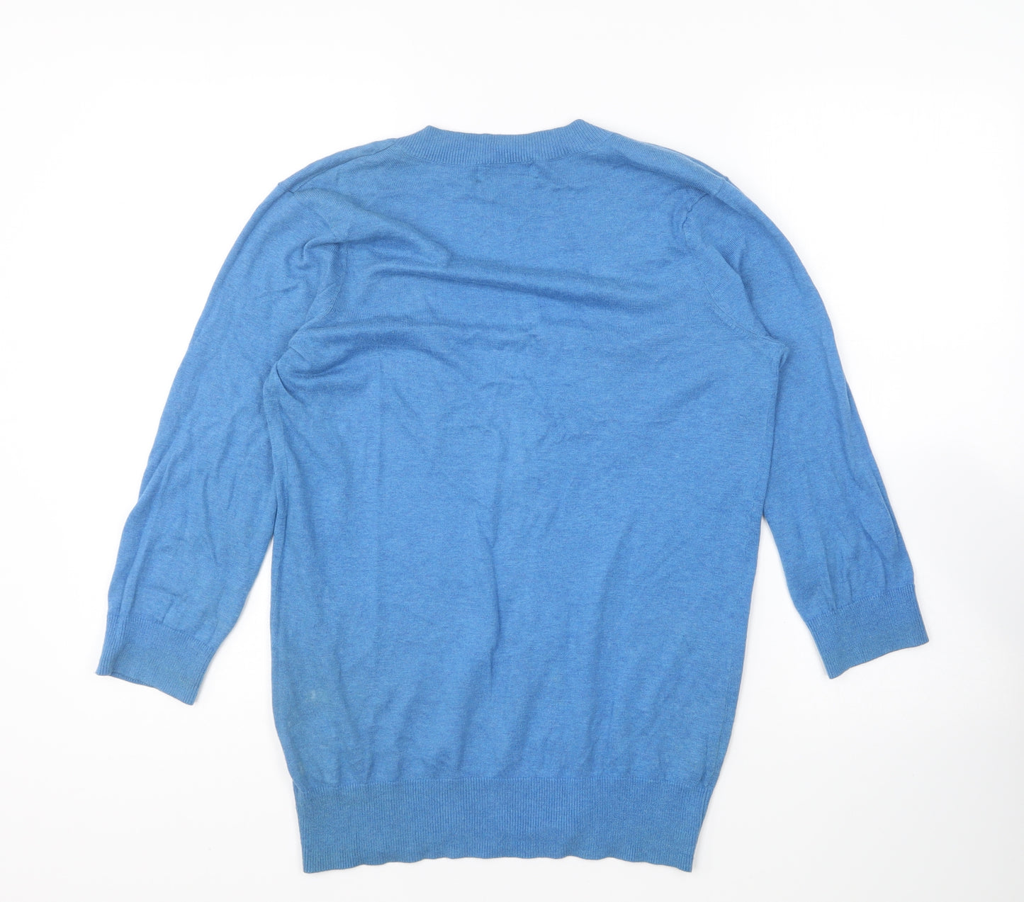 Topshop Womens Blue V-Neck Cotton Pullover Jumper Size 8