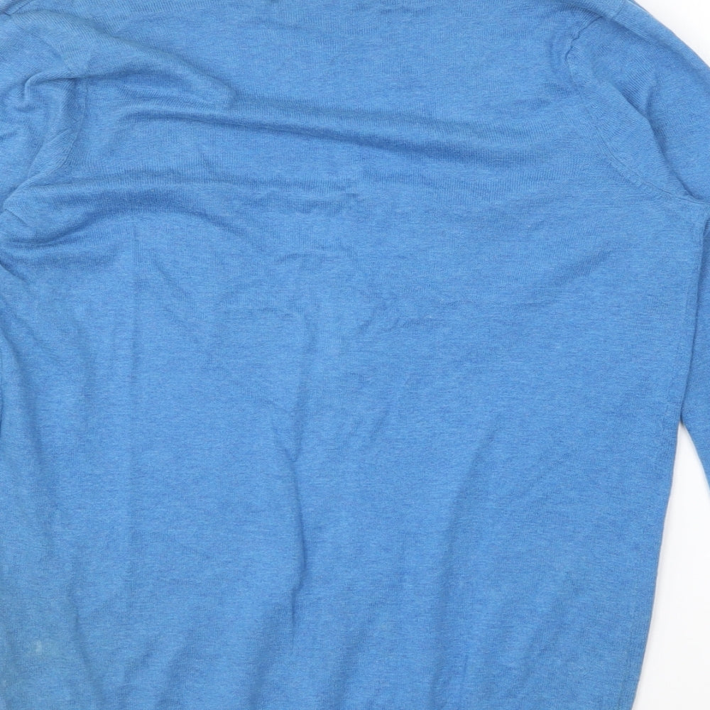 Topshop Womens Blue V-Neck Cotton Pullover Jumper Size 8