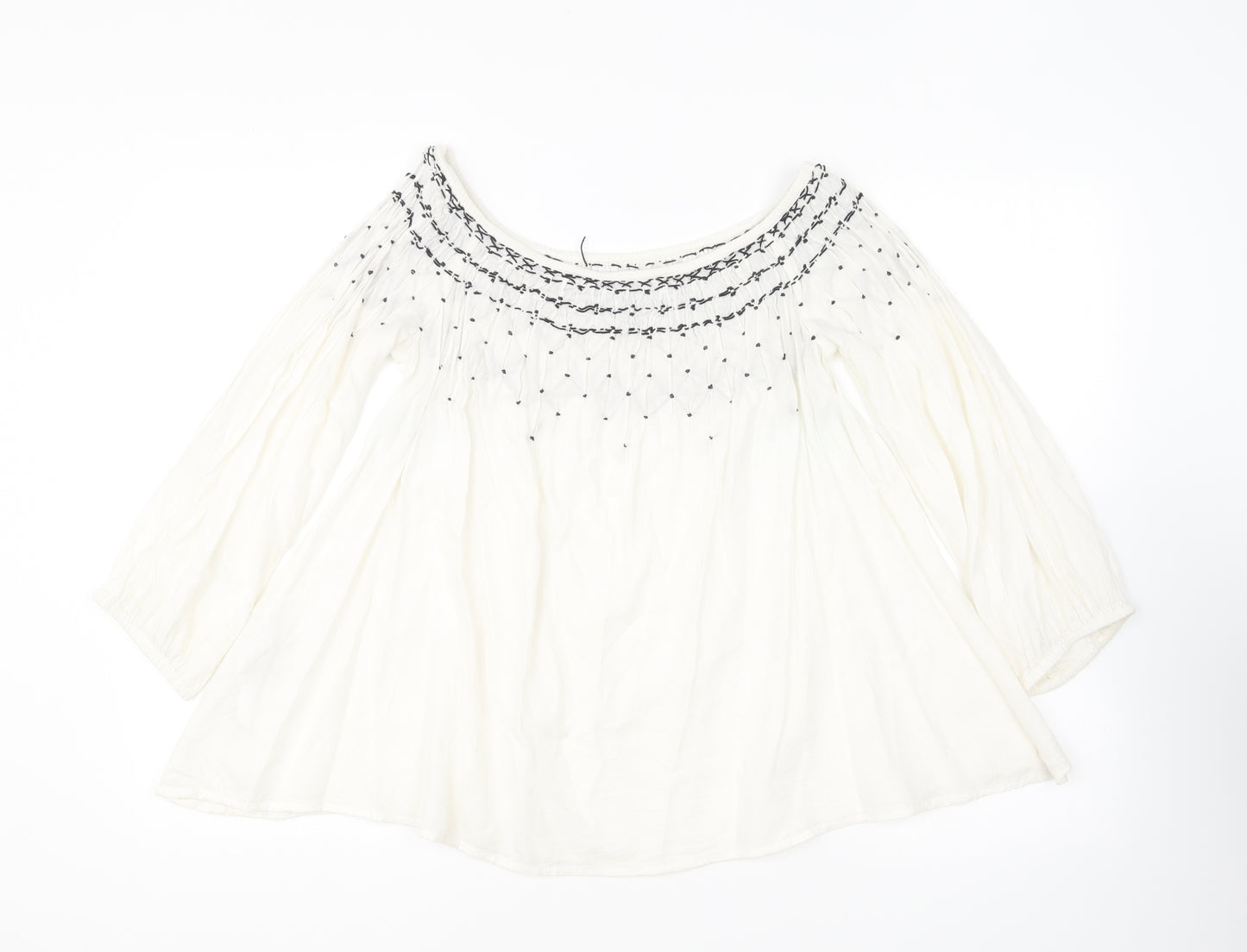 Zara Womens Ivory Viscose Basic Blouse Size XS Off the Shoulder