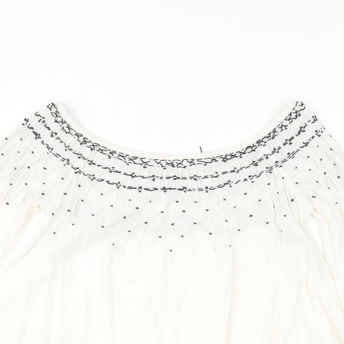 Zara Womens Ivory Viscose Basic Blouse Size XS Off the Shoulder