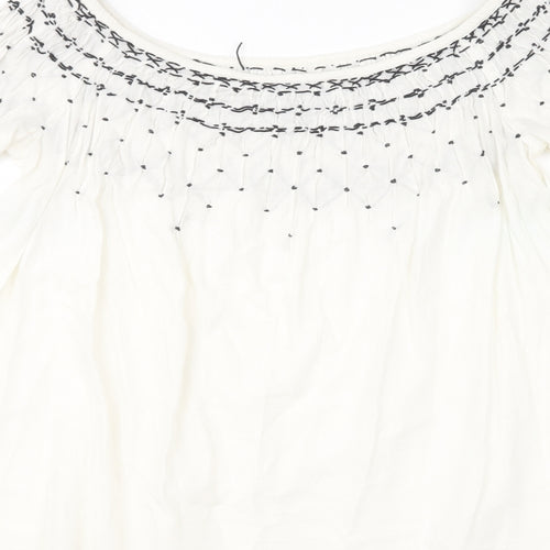Zara Womens Ivory Viscose Basic Blouse Size XS Off the Shoulder