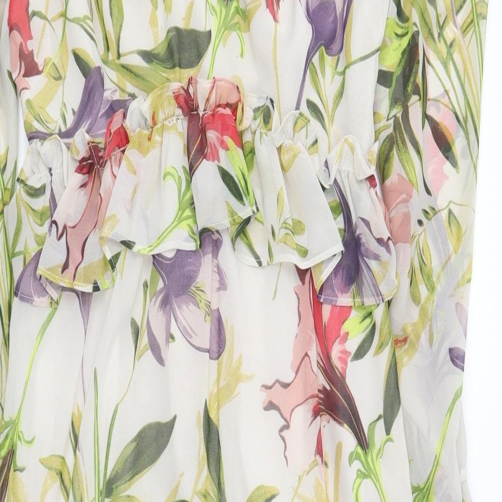 Marks and Spencer Womens Multicoloured Floral Polyester Maxi Size 10 V-Neck Zip