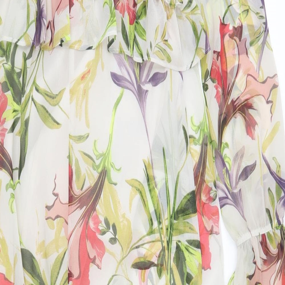 Marks and Spencer Womens Multicoloured Floral Polyester Maxi Size 10 V-Neck Zip