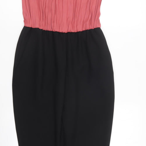 Zara Womens Black Cotton Jumpsuit One-Piece Size S Button