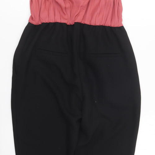 Zara Womens Black Cotton Jumpsuit One-Piece Size S Button
