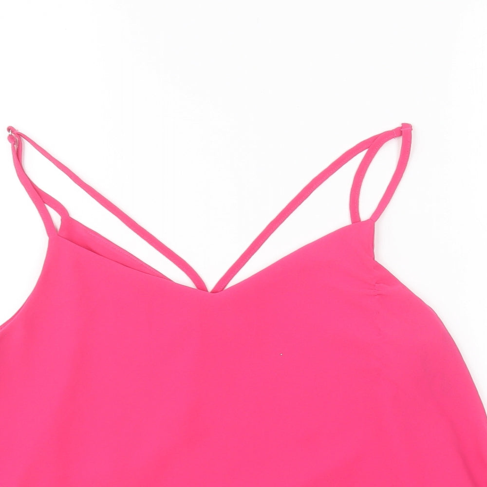 Only Womens Pink Polyester Camisole Blouse Size 10 V-Neck