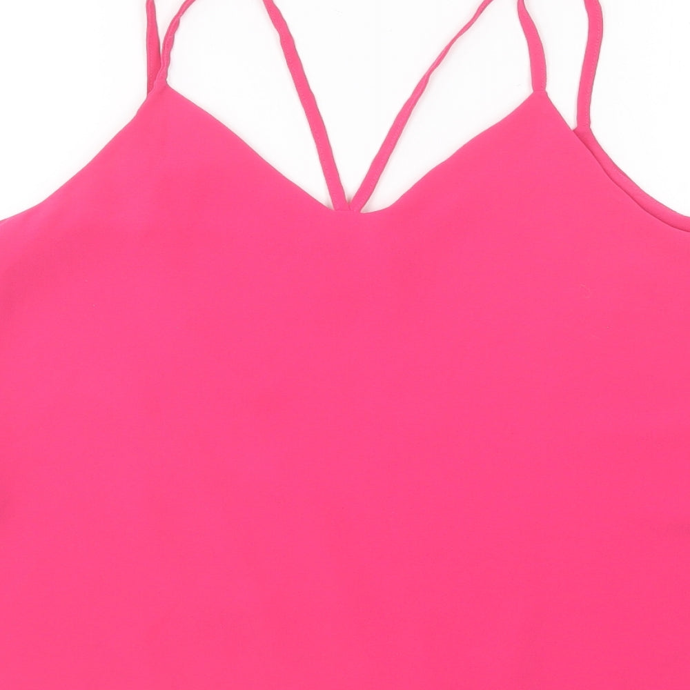 Only Womens Pink Polyester Camisole Blouse Size 10 V-Neck