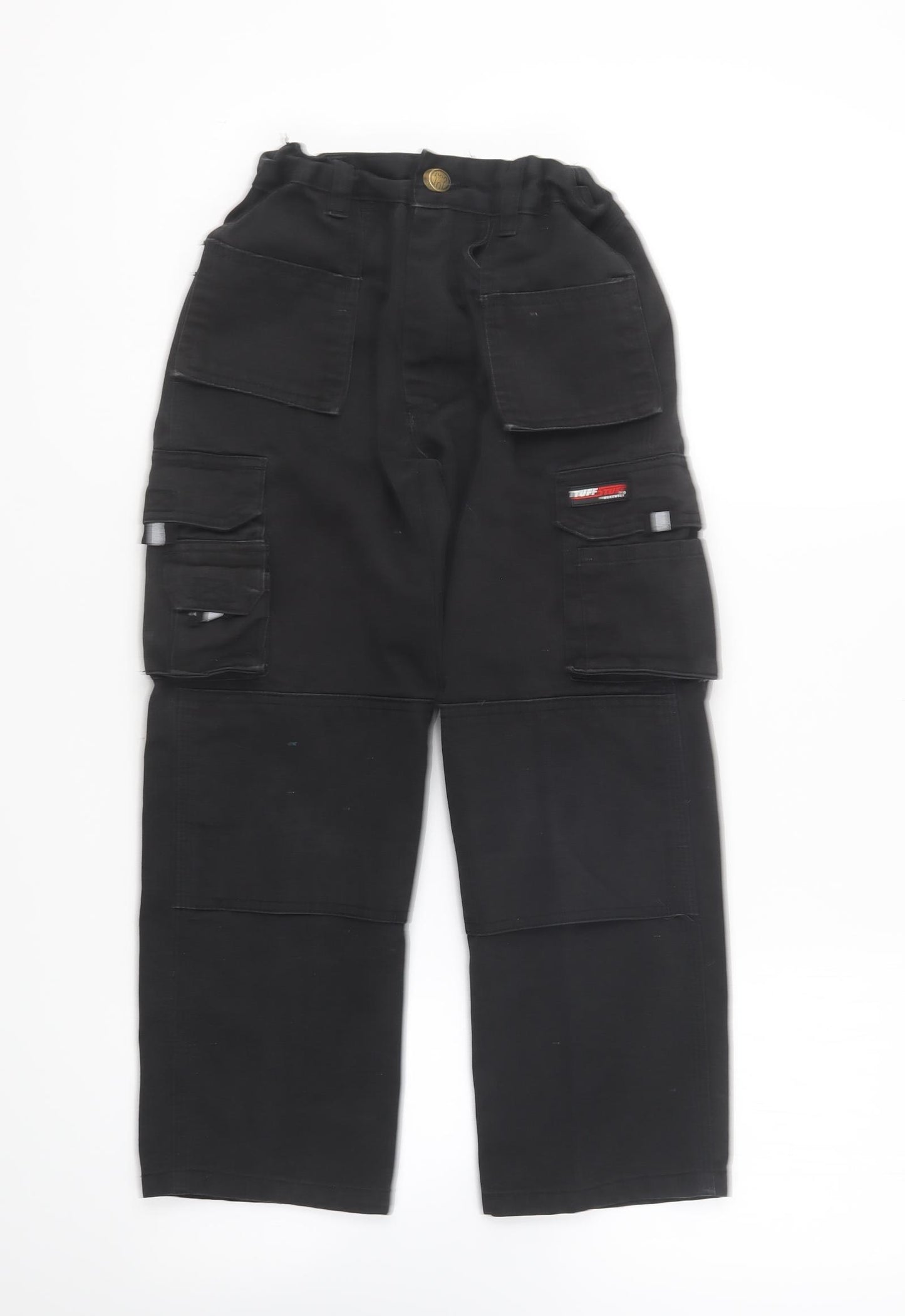 Tuff Stuff Boys Black Polyester Cargo Trousers Size 9-10 Years Regular Button