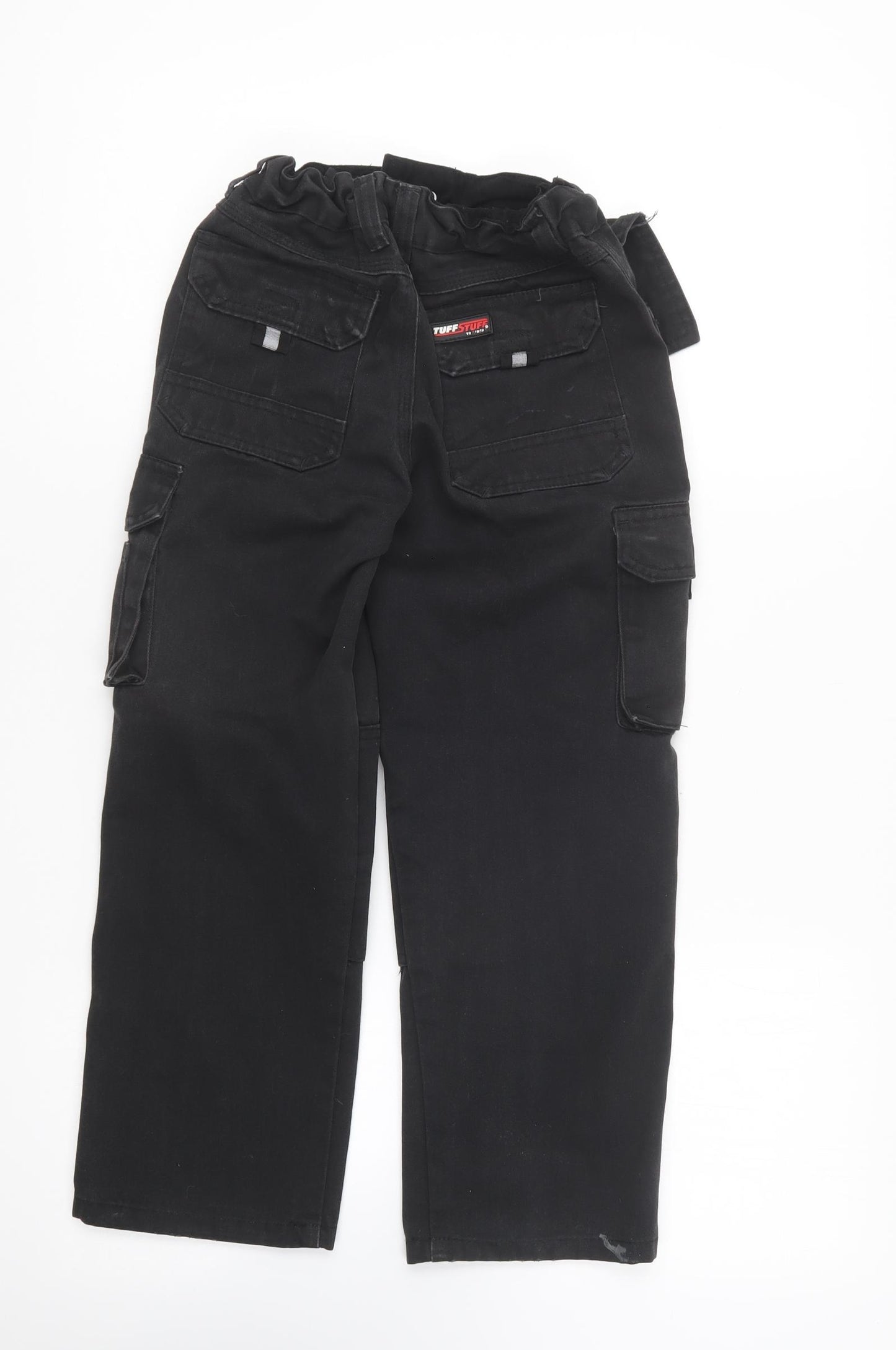 Tuff Stuff Boys Black Polyester Cargo Trousers Size 9-10 Years Regular Button