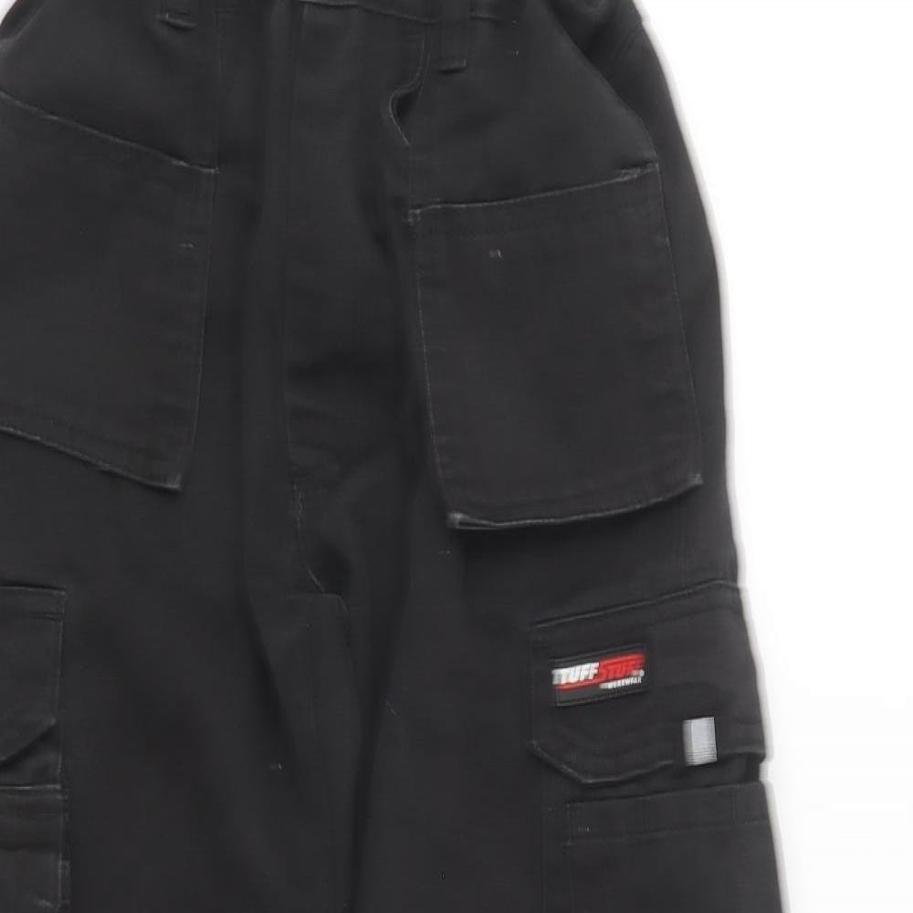 Tuff Stuff Boys Black Polyester Cargo Trousers Size 9-10 Years Regular Button