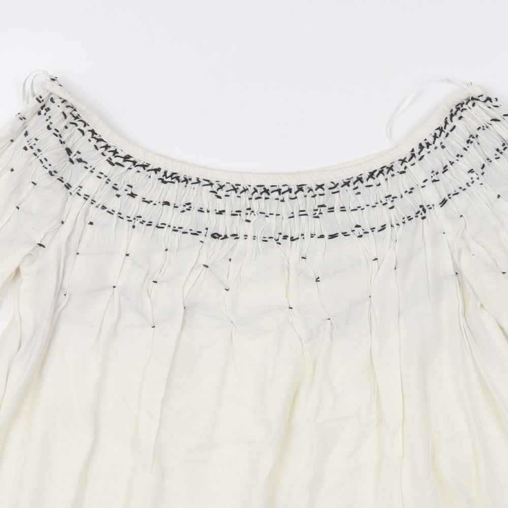 Zara Womens Ivory Cotton Basic Blouse Size XS Off the Shoulder