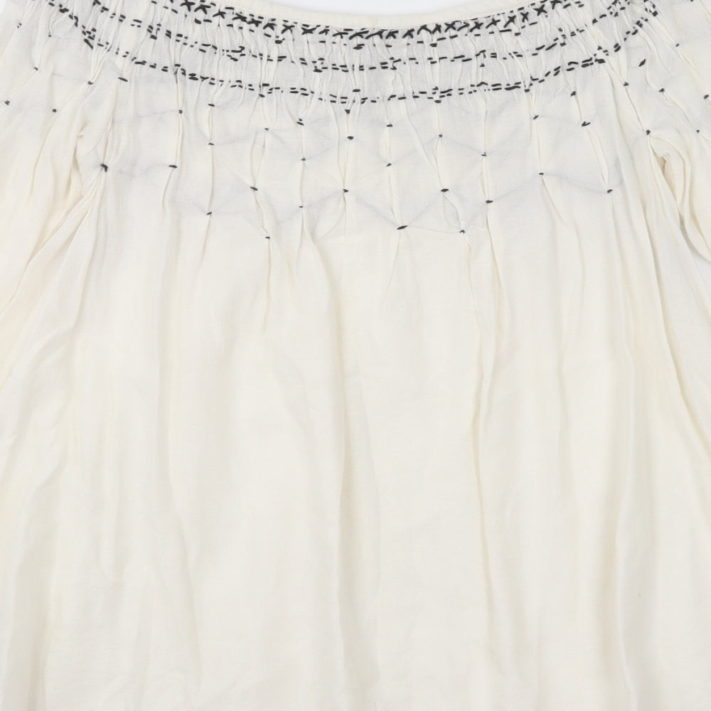Zara Womens Ivory Cotton Basic Blouse Size XS Off the Shoulder