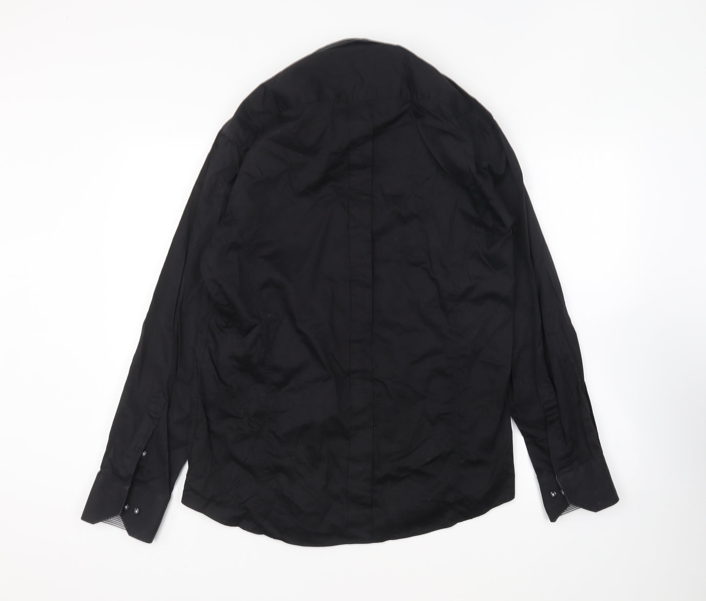 Claudio Lugli Mens Black Cotton Button-Up Size XL Collared Button