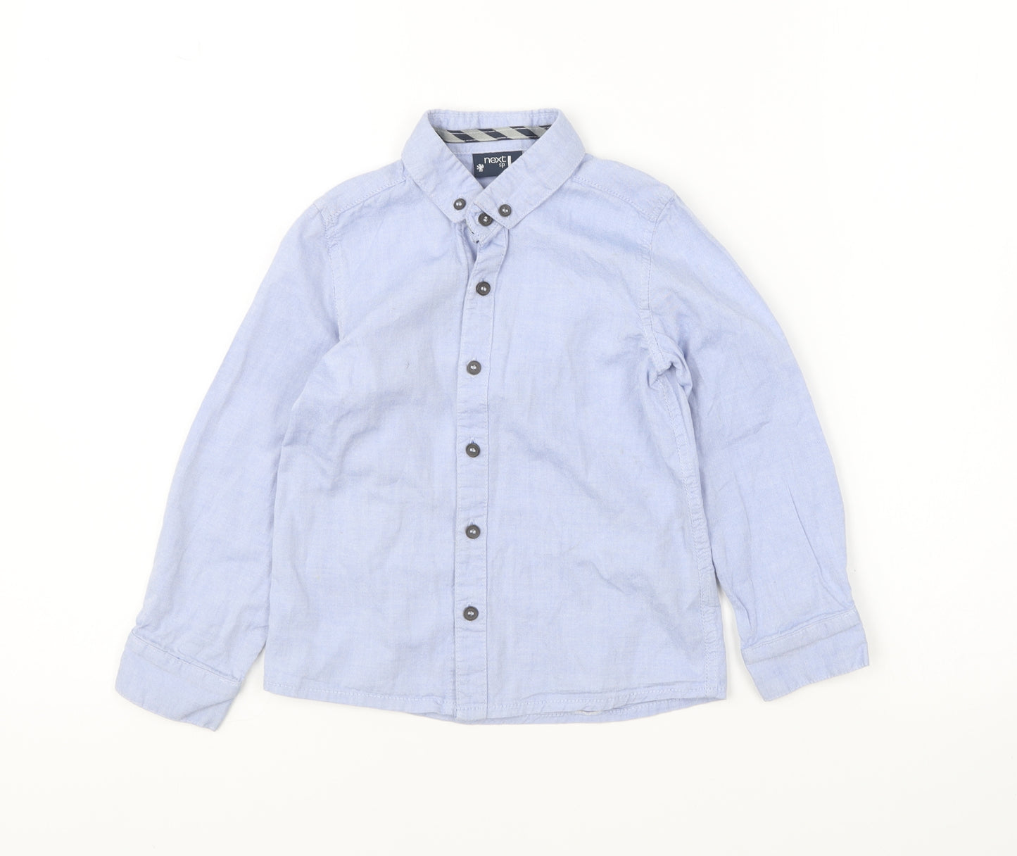 NEXT Boys Blue Cotton Basic Button-Up Size 3-4 Years Collared Button