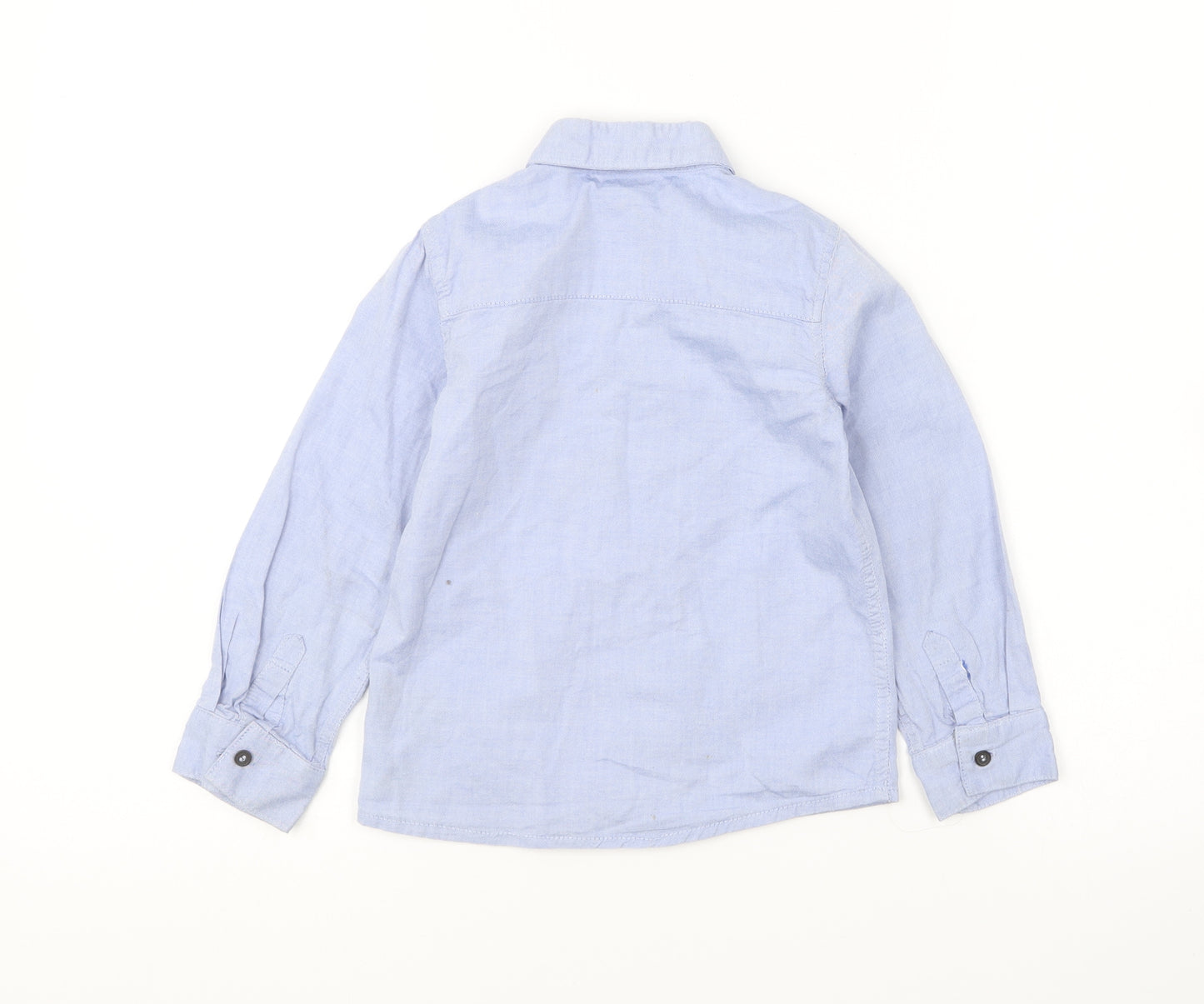 NEXT Boys Blue Cotton Basic Button-Up Size 3-4 Years Collared Button