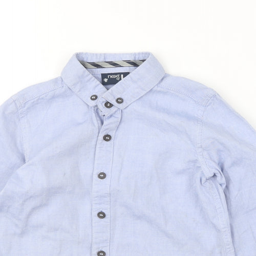 NEXT Boys Blue Cotton Basic Button-Up Size 3-4 Years Collared Button