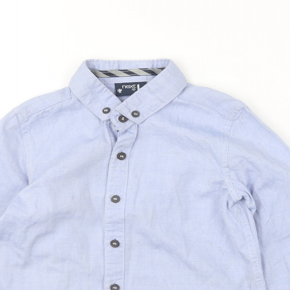 NEXT Boys Blue Cotton Basic Button-Up Size 3-4 Years Collared Button