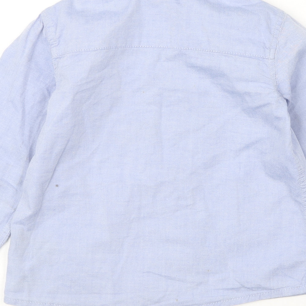 NEXT Boys Blue Cotton Basic Button-Up Size 3-4 Years Collared Button