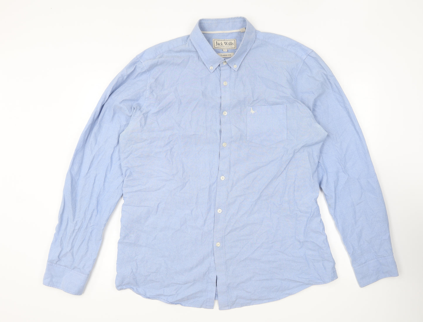 Jack Wills Mens Blue Cotton Button-Up Size XL Collared Button