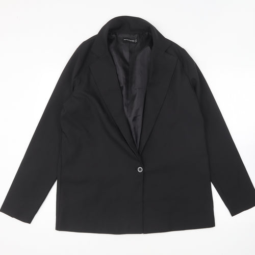 PRETTYLITTLETHING Womens Black Jacket Blazer Size 12 Button