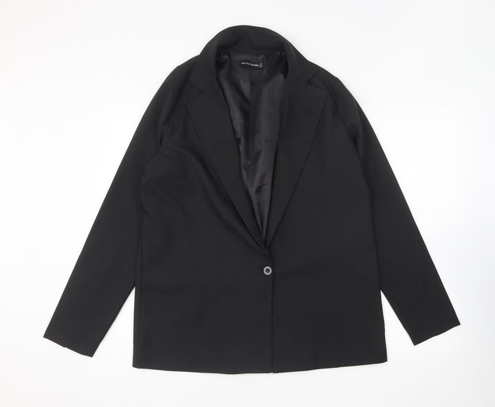 PRETTYLITTLETHING Womens Black Jacket Blazer Size 12 Button