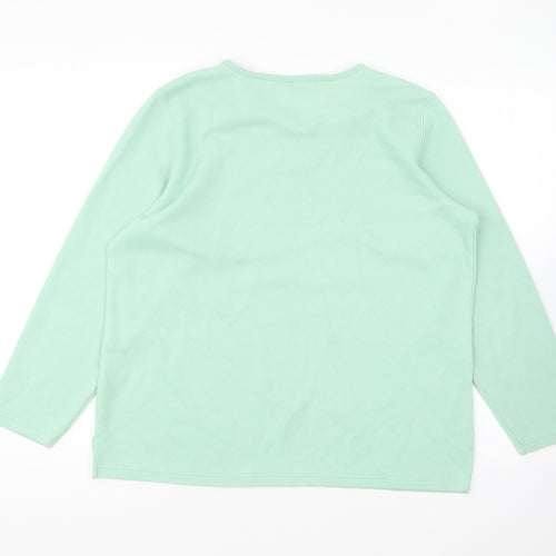 Bonmarché Womens Green V-Neck Polyester Pullover Jumper Size M
