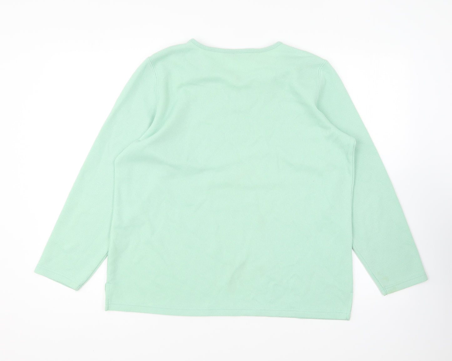 Bonmarché Womens Green V-Neck Polyester Pullover Jumper Size M