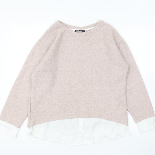 Marks and Spencer Womens Pink Round Neck Polyester Pullover Jumper Size 14